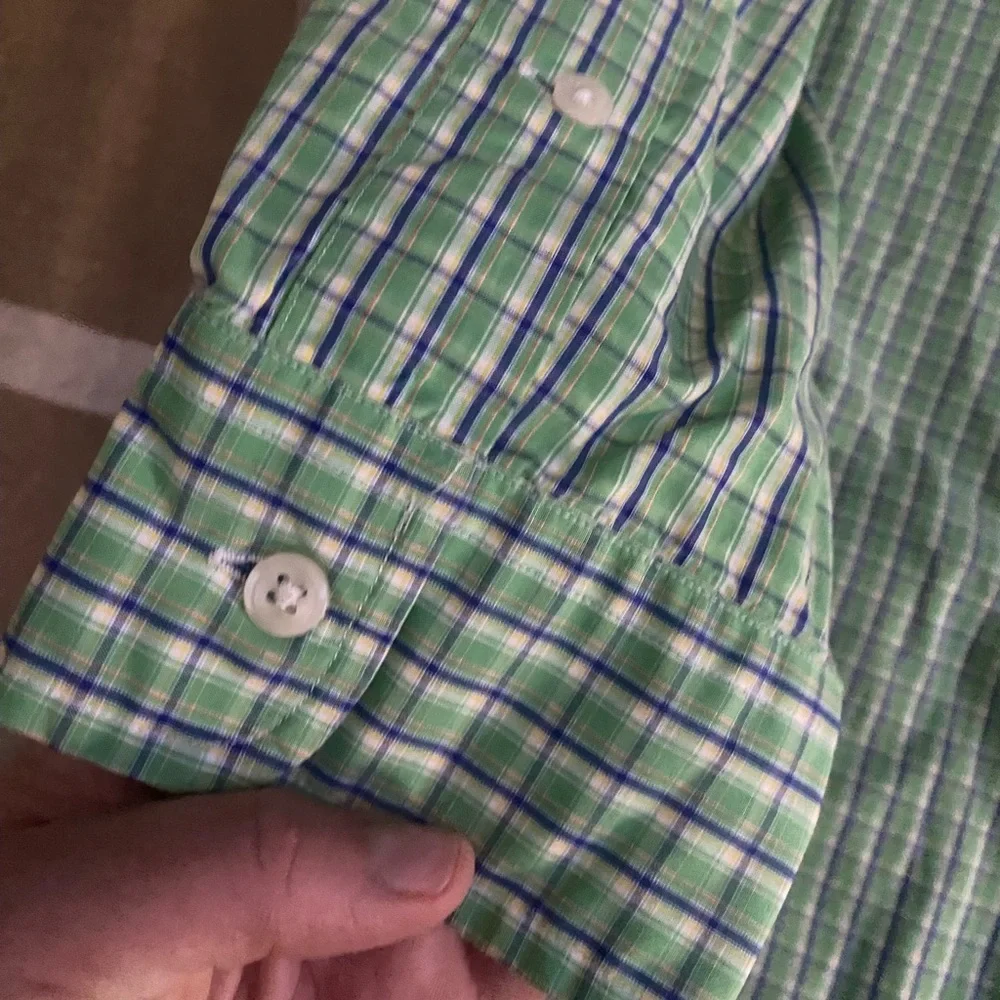 Ralph Lauren Polo Green Plaid Button Up Shirt Classic Fit‎ Men’s Size Large